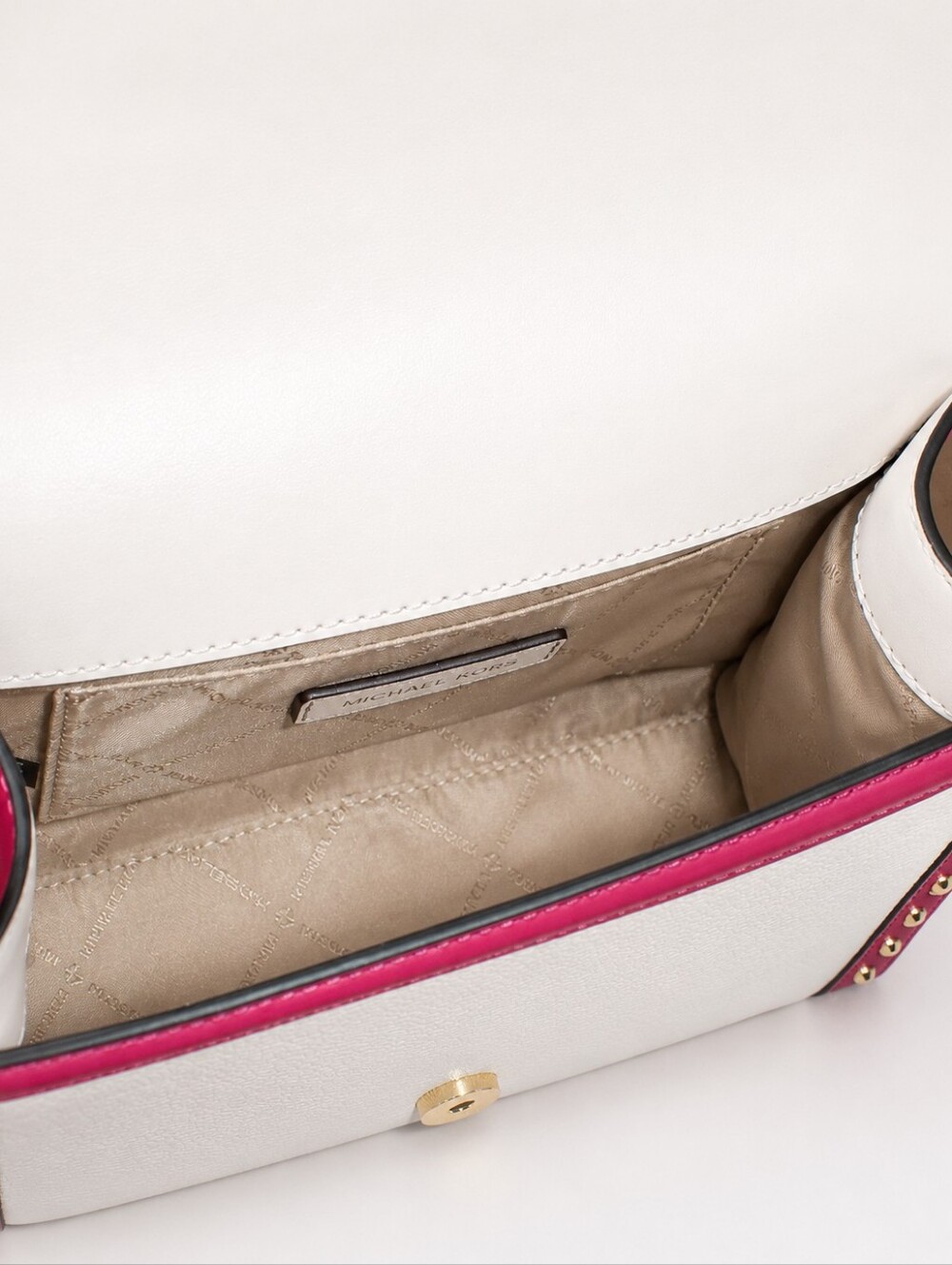 NEW Michael Kors Pink Whitney Gold Studded Crossbody With Dustbag - Picture 5 of 7